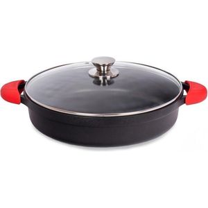 Valira Black Induction Braad-, Kookpan ø 32cm met Deksel - Extra Harde Coating, 100% PFOA vrij