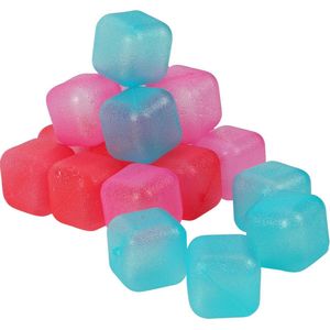 18x Plastic herbruikbare ijsklontjes/ijsblokjes gekleurd