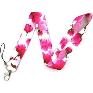 Keycords - stevig keycord klaproos roze - lanyard - sleutelhanger - sleutelkoord