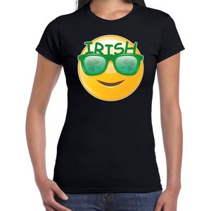 St. Patricks day t-shirt zwart voor dames - Irish emoticon - Ierse feest kleding / outfit / kostuum XL