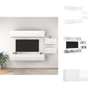 vidaXL Tv-meubelset Modern - Spaanplaat - Hoogglans wit - 60 x 30 x 30 cm - 8 stuks - Kast