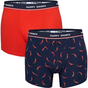 Happy Shorts 2-Pack Boxershorts Heren Met Chilies Rode Peper Print - Maat XL