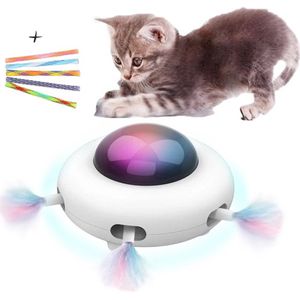 Interactieve Kattenspeelgoed - Roterende Ufo Met Veren - zelf draaiende Kattenspeelgoed - Kattenveertjes - interactief kattenspeelgoed