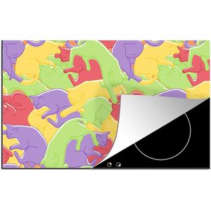 KitchenYeah® Inductie beschermer 89.6x51.6 cm - Katten - Regenboog - Kinderen - Pastel - Patronen - Kookplaataccessoires - Afdekplaat voor kookplaat - Inductiebeschermer - Inductiemat - Inductieplaat mat