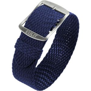 EULIT horlogeband - perlon - 18 mm - blauw -  metalen gesp