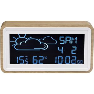 Denver WS-72 / Weerstation met wekker / Datum / Temperatuur - en luchtvochtigheid / USB voor Smartphone / Hout