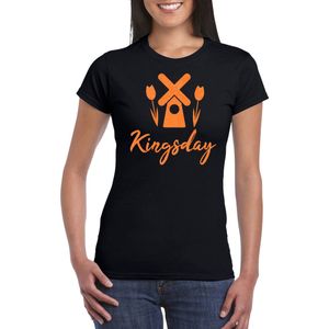 Bellatio Decorations Koningsdag shirt voor dames - Holland - zwart - met glitters - feestkleding