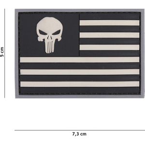 101 Inc Embleem 3D Pvc Punisher Usa Vlag Grijs  Zwart  20021