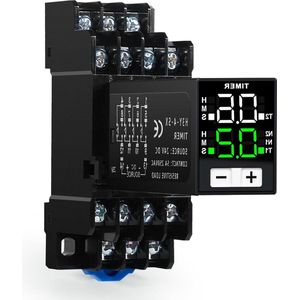 24 V digitaal relais 01S-99H tijdschakelaar voor verlichting - cyclustijdregelaar - 4 normaal open-normaal gesloten - 14 pins DC 24 V met sokkel