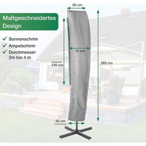 Zweefparasol beschermhoes voor 2 tot 4 m diameter - waterdicht en duurzaam met opbergtas