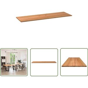 The Living Store Tafelblad rechthoekig 320x100x4 cm massief eikenhout lichtbruin - Eikenhouten Tafelblad - Rechte Tafel - Eetkamertafel - Salontafel - Massief Eikenhout