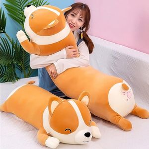 Shiba Inu pluche kussen knuffel hond schattig Corgi Akita zacht knuffel comfort kussen cadeaus voor meisjes jongens (geel 120 cm)