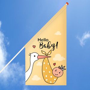 Geboortevlag ooievaar geel - Vlaggen - Kioskvlag - Geboorte - Jongen - Meisje - Baby - Zolief