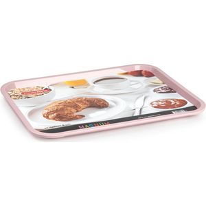 Plasticforte dienblad/serveerblad - Kunststof - 41 x 31 cm - oud roze - kopjes en glazen tray - keuken