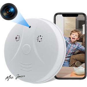 Mrs. Jones Premium Verborgen wifi-camera rookmelder - Spionagecamera - HD 1080P - Mini-WLAN - Nachtzicht - Bewegingsdetectie