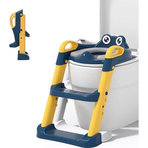 Toiletbril voor kinderen, met trap, opvouwbare potjestrainer voor kinderen van 1-7 jaar, in hoogte verstelbaar, antislip, stabiel, voor kinderen, toiletbril met ladder/trap, kindertoiletbril