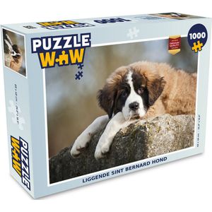 Puzzel Liggende Sint Bernard hond - Legpuzzel - Puzzel 1000 stukjes volwassenen
