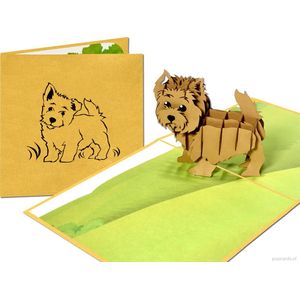 Popcards popupkaarten –West Highland Terrier Hond trouwe viervoeter Kindervriend Verjaardag Felicitatie pop-up kaart 3D wenskaart
