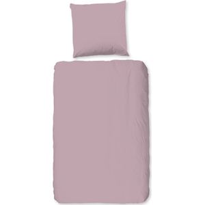Luxe katoen dekbedovertrek effen roze - eenpersoons (140x200/220) - hoogwaardig en fijn geweven - prachtige dessin