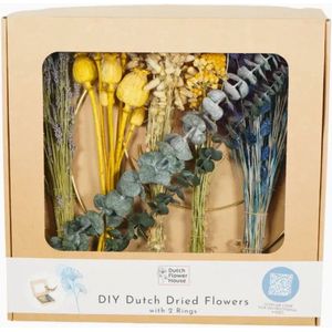 DIY Droogbloemen Ring Blauw Natural - Decoratieve krans- creatief - droogbloemen