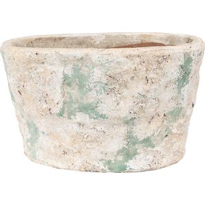 Clayre & Eef Bloempot 25x16x15 cm Beige Groen Terracotta