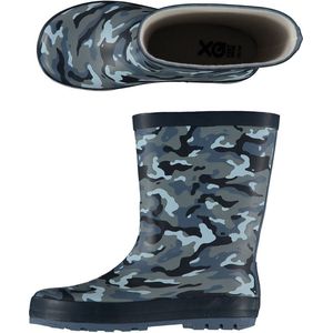 XQ Footwear - Regenlaarzen - Legerprint - Kids - Blauw - Maat 21/22