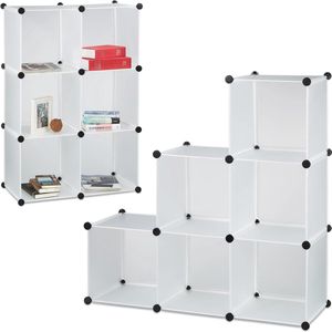 Vakkenkast met 6 vakken als roomdivider – Opbergruimte voor speelgoed en schoenen, HxBxD: 110 x 110 x 35 cm, open kast, wit