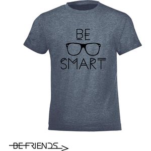 Be Friends T-Shirt - Be Smart - Heren - Denim - Maat M