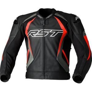 RST Tractech Evo 4 Ce Mens Leather Jacket Black Grey Flo Red 44 - Maat - Jas
