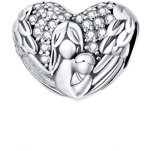 Moeder liefde hartje bedel | Mom love you bead | bedels beads cadeau | Zilverana | geschikt voor alle bekende merken | 925 zilver