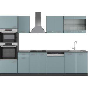 Vicco R-Line Complete keukeneenheid – 300 cm met hoge kast, WB Antraciet Blauw-grijs/antraciet met hoge kast, WB Antraciet