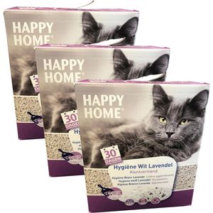 Happy Home Hygiëne Wit Lavendel - Kattenbakvulling - 3 x10 l