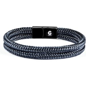 Armband Heren Blauw Zwart Dames en Heren 17,5cm Galeara Design NOA met geschenkverpakking