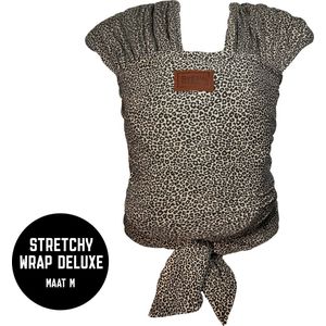 ByKay - Draagdoek - Rekbaar - Leopard Sand - Maat M - Organic katoen - Zand - Ecru - Stretchy Wrap Deluxe - + mutsje