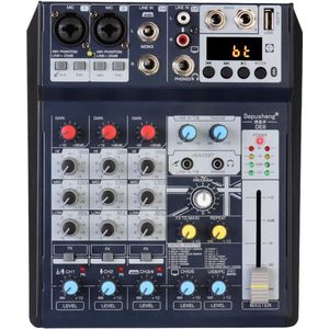 Compacte Mini Mixer Audio DJ Console Geluidskaart met Fantoomvoeding - Ideaal voor Webcast, Podcast en Kleine Feesten