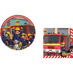 Brandweerman Sam - Combi pakket - Feestartikelen - Kinderfeest - Servetten - Bordjes.