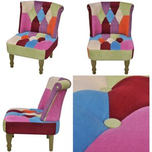 vidaXL Franse stoel met patchwork ontwerp stof - Fauteuils - Fauteuils - Stoel - Stoelen