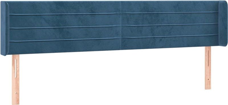 vidaXL - Hoofdbord - met - randen - 203x16x78/88 - cm - fluweel - donkerblauw