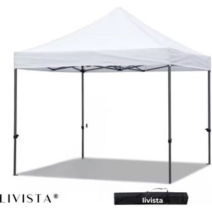 Livista® - Easy Up Partytent - 3 x 3m Wit - Opvouwbaar - Waterdicht - Met Draagtas - 15KG