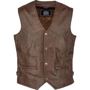 Urban Leather® Billy  lams leren vest heren donker bruin gewaxt - 4XL