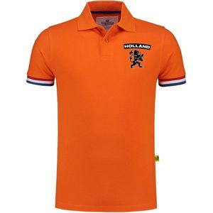 Luxe grote maten Holland supporter poloshirt leeuw op borst 200 g EK/WK heren XXXL