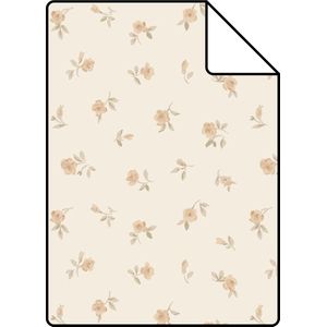 Proefstaal ESTAhome behang vintage bloemetjes zand beige - 26,5 x 21 cm - 139833-S
