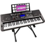 Midi keyboard piano - MAX KB12Pro midi keyboard met 61 aanslaggevoelige toetsen, keyboard standaard, midi uitgang, pitch bend en groot display