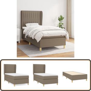vidaXL Boxspring - Stof - Taupe - 90x190 cm Boxspringbed - Pocketvering Matras - Middelhard Matras - Taupecouleur - Slaapkamer Meubels