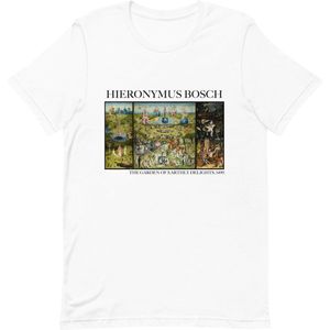 Hieronymus Bosch 'De Tuin der Lusten' (""The Garden of Earthly Delights"") Beroemd Schilderij T-Shirt | Unisex Klassiek Kunst T-shirt | Wit | XL