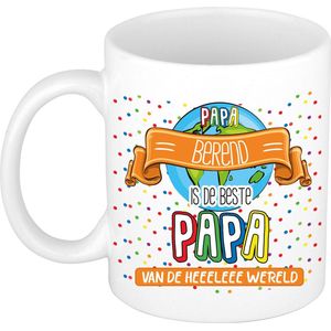 Bellatio Decorations Naam mok papa Berend - wit - de beste - keramiek - 300 ml - Vaderdag - cadeau