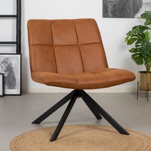 Bronx71® Industriële fauteuil Eevi cognac eco-leer