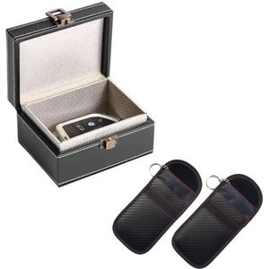 Autosleutel box RFID Antidiefstal - Keyless Entry auto - 2 stuks Rfid auto keyless beschermhoes autosleutel - Zwart - Carbon