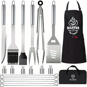 Livano Barbeque Set - Barbecueset - Barbecue - Barbecues - BBQ - Tangenset - Vleeset - Accessoires - Zomer - 20 stuks