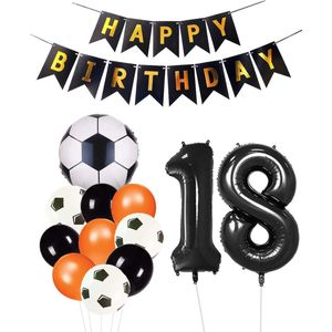 Cijfer Ballon 18 | Snoes Champions Voetbal Plus - Ballonnen Pakket | Oranje en Zwart